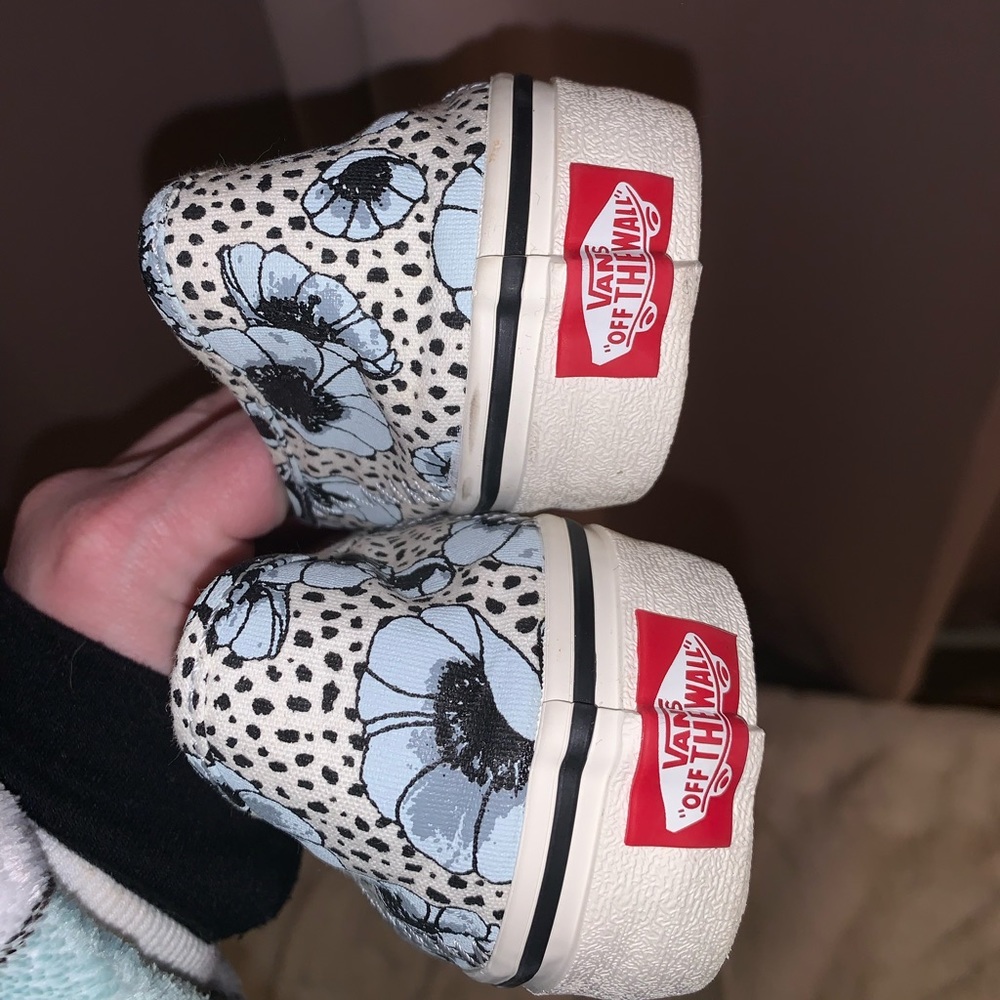 Vans animal print floral slip on